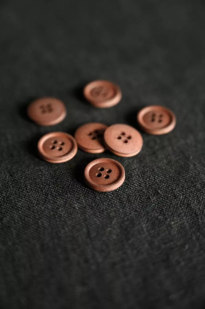 Cotton Button Brown Red // 15mm