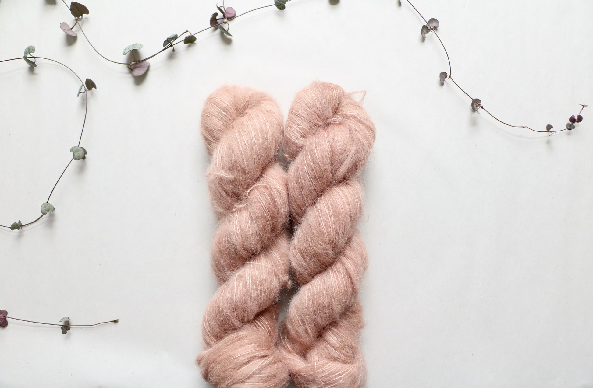 Dirty pink colour hand dyed on non-superwash suri alpaca yarn